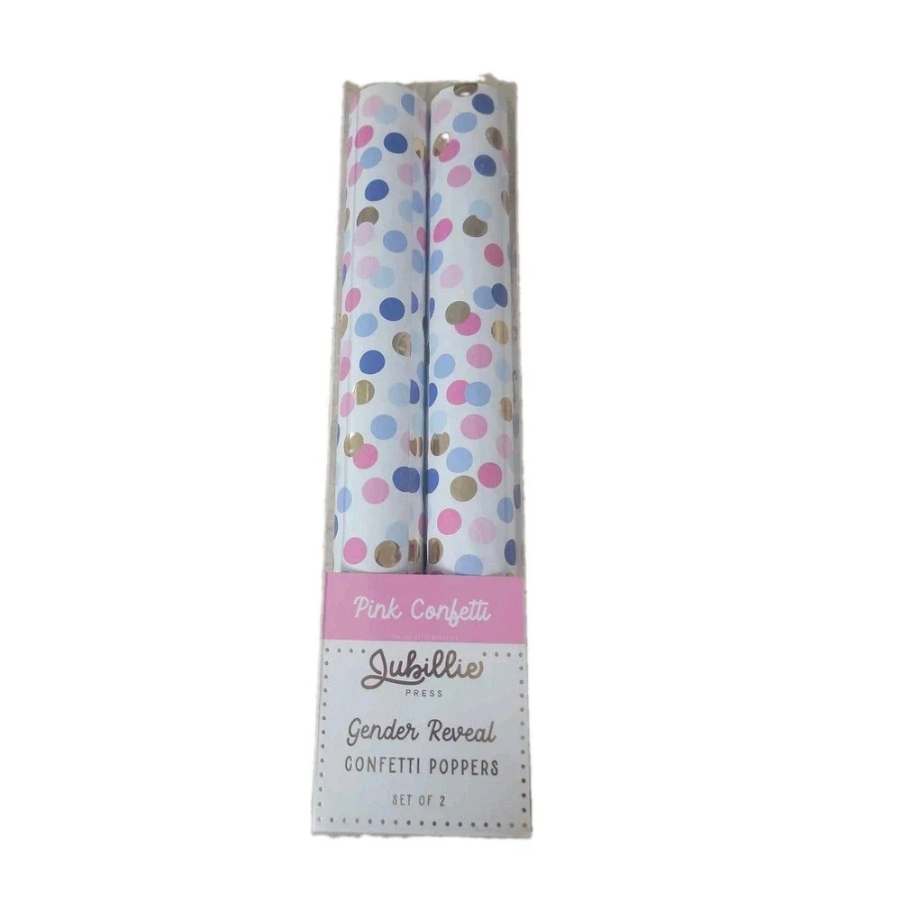 Gender Reveal Confetti Poppers Set of 2 – Pink & Blue – Jubililee Press – Party